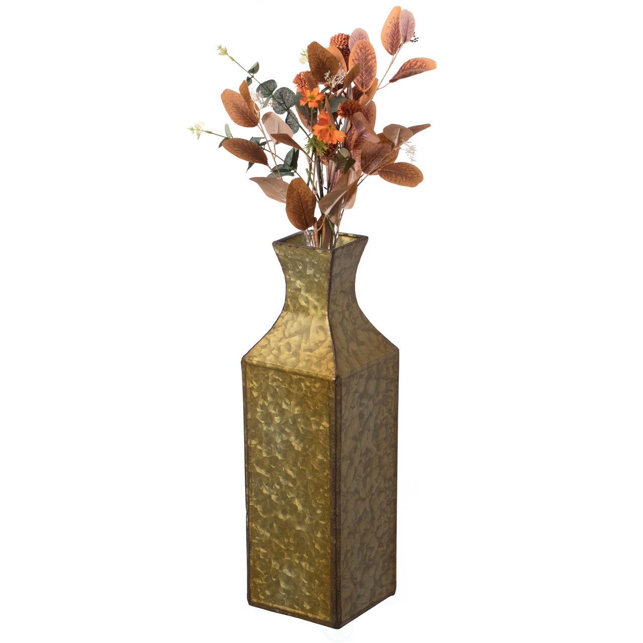 Decorative Antique Style Metal Bottle Shape Gold Floor Vase for Entryway, Living Room, Dining Room, Home Decor, Centerpiece, Ornamental, Vintage-Inspired, Elegant Tall Statement Piece, Metallic Finish
